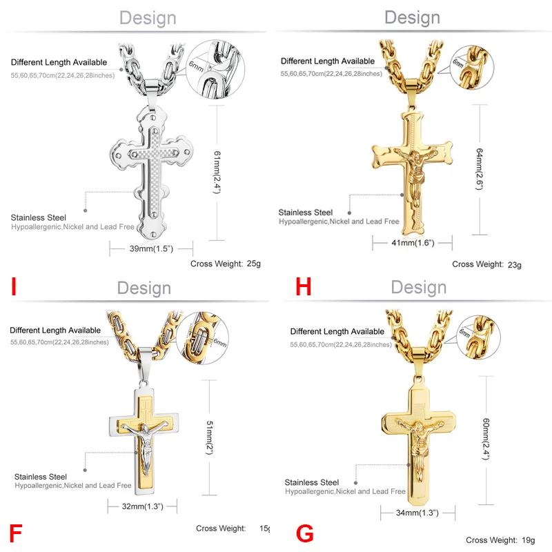 Orthodoxe Kreuz Anhänger Halsketten für Männer Edelstahl Katholischen Jesus Halskette Silber Farbe Byzantinische Ketten Männlichen Schmuck – Detail 3