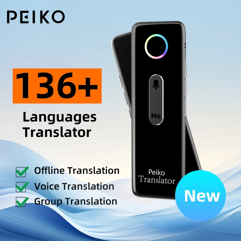 Voice Translator，136Languages，Wireless Offline Translation，Rechargeable Battery，Type-CCharging，Compact Design，Suitable trave