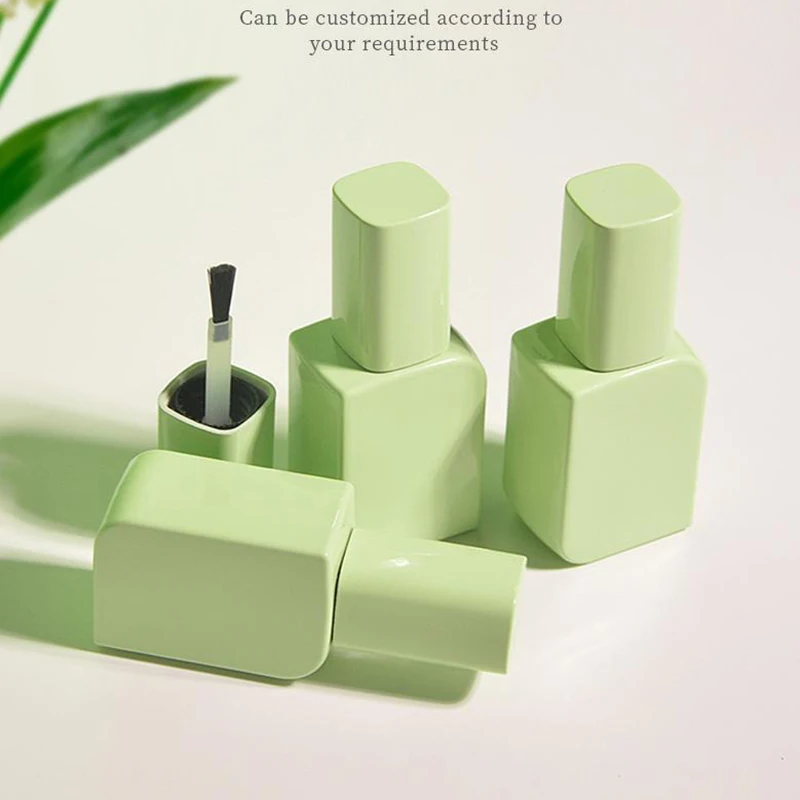 Nail Polish Bottle With Brush Green Sheltered Glass Nail Polish Bottle 15ml Diamond Square Bottle Nail Cosmetic Container