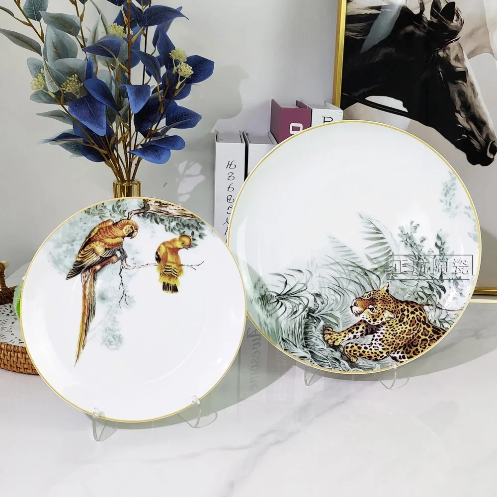 8 Inch 10 Inch Dish Plate Bird Conglin Bone Round Ceramic Steak Plate Wedding Gift Party Gift China Ceramic Kitchen Tableware