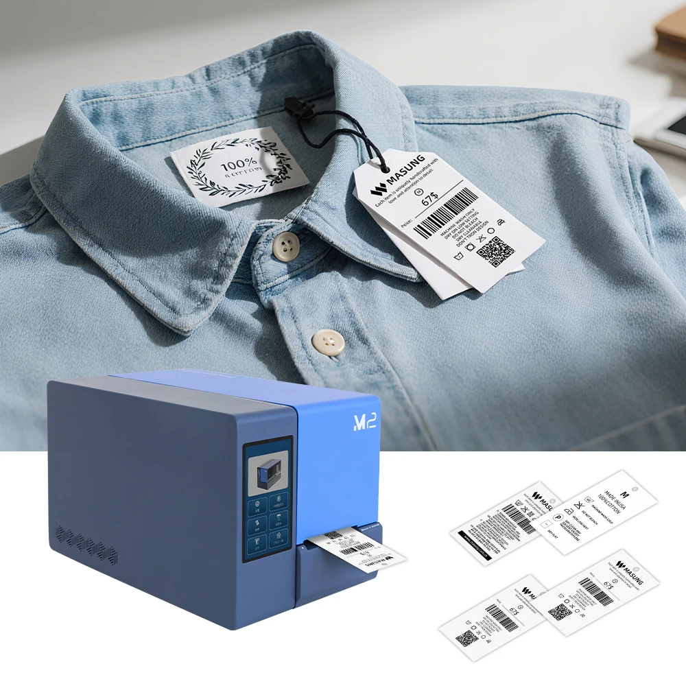 MASUNG MS-CH650 300DPI Thermal Transfer Clothing Tag Printer, Automatic Paper Hang Tag Printer For Garment Price/Wash Care Label
