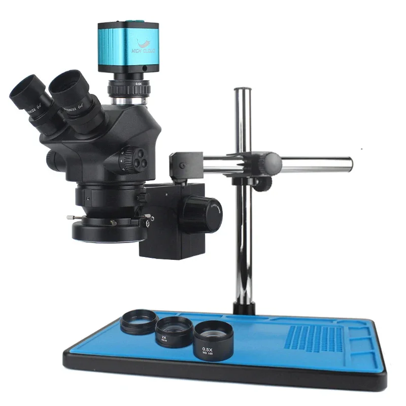 2026 Hot Sale Industrial Lab Simul Focal Adjustable Stereo Trinocular Microscope + 12MP 48MP 4K 2K 1080P HD USB Video
