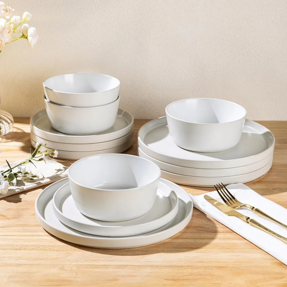 

ceramic dinnerware sets for 4,stoneware plates and bowls sets,chip and crack resistant | dishwasher & microwave safe ceramic di