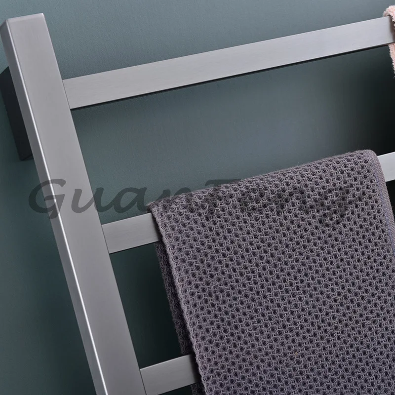 Electric Heated Towel Rail Plug‑in Temperature Control Bathroom Towel Warmer Clothes Drying Rack