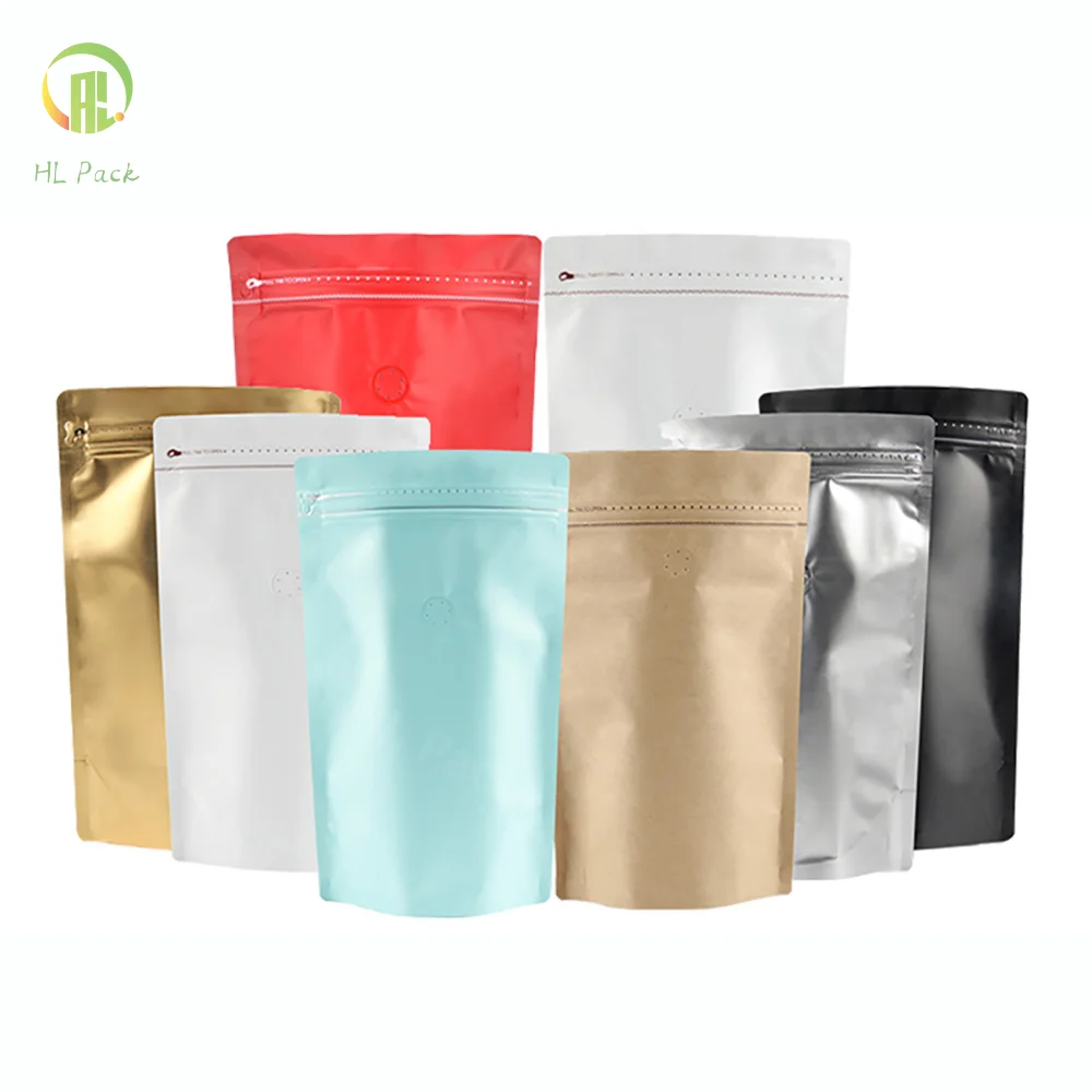 

50pcs 100g 250g 500g 1kg With Valve Standup Pouch China Coffee Bags Supplier Ziplock Flat Bottom Coffee Bag Packaging