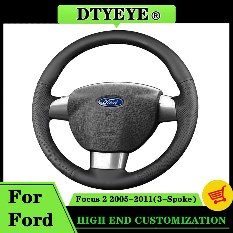 Car Steering Wheel Cover For Ford Focus 2 2005-2011(3-Spoke) Car Accessories Interiors Customized Original Steering Wheel Braid