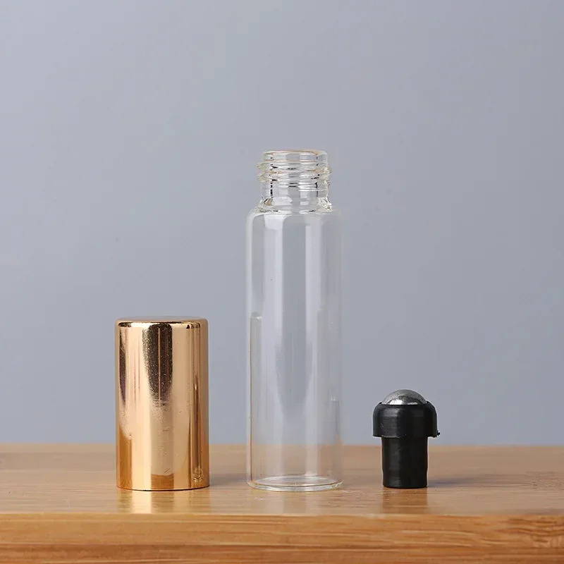 

1-10ml Glass Roll Bottle Sample Test Essential Oil Vials Steel Ball Separate Perfume Go Bead Fine Clear Portable Empty Wholesale