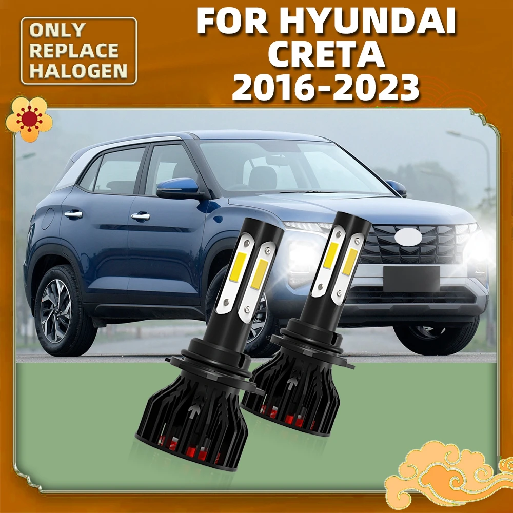 

LED Car Headlight Bulb 4-Side COB 360° Headlamps Front Auto Lamp 6000K For Hyundai Creta 2016 2017 2018 2019 2020 2021 2022 2023