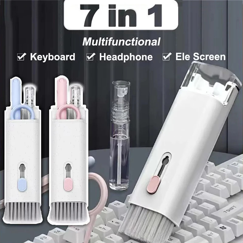 7 In 1 Computer Cleaning Brush Kit Earphone Cleaner Pen Keycap Puller For AirPods Keyboard PC Laptop Tablet Camera Phone Headset