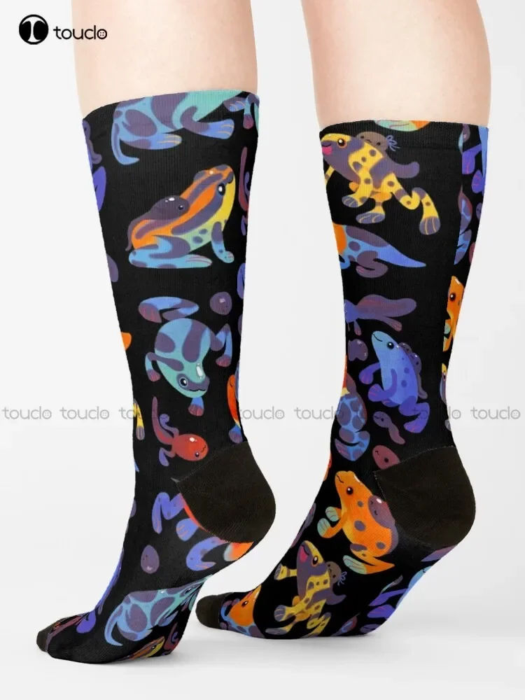 Poison Dart Frogs - Dark Socks Skeleton Socks Cartoon Comfortable Best Girls Sports Street Skateboard Socks 360° Digital Print