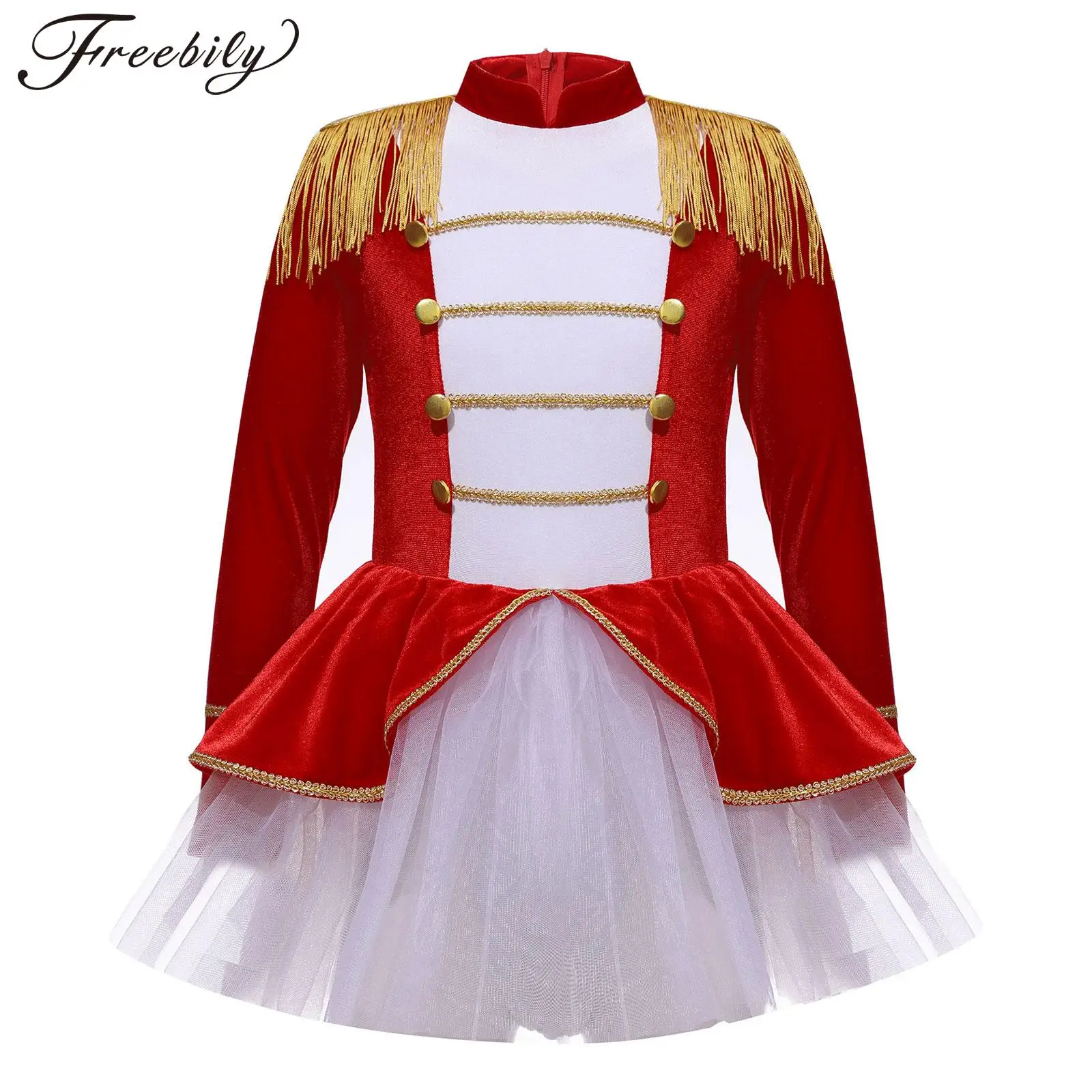 Kinder Mädchen Halloween Zirkus Ring master Cosplay Kostüm Langarm Mesh Tutu Trikot Kleid für Weihnachten Festival Thema Party