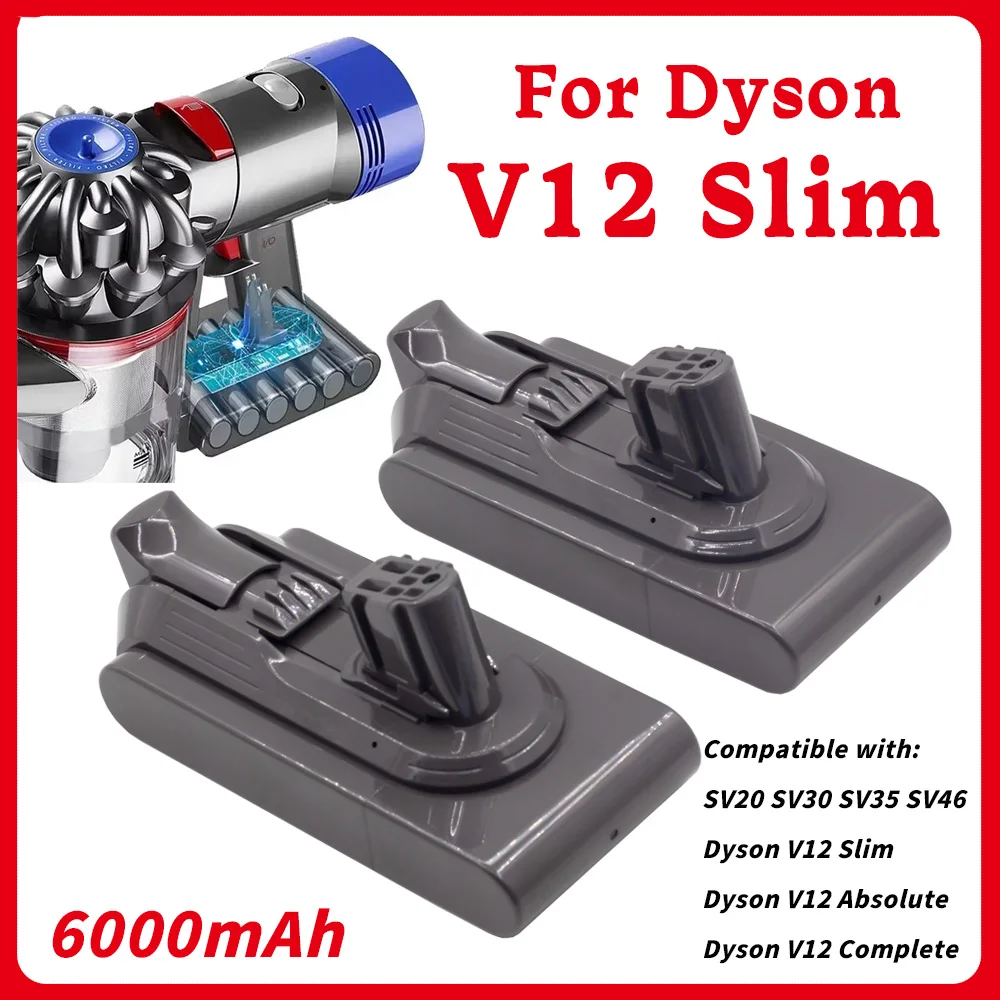 6000mAh Battery for Dyson V12 Slim Cordless Vacuum Cleaner Compatible Models SV20, SV30, SV35, SV46 Rechargeable Battery 25.2V