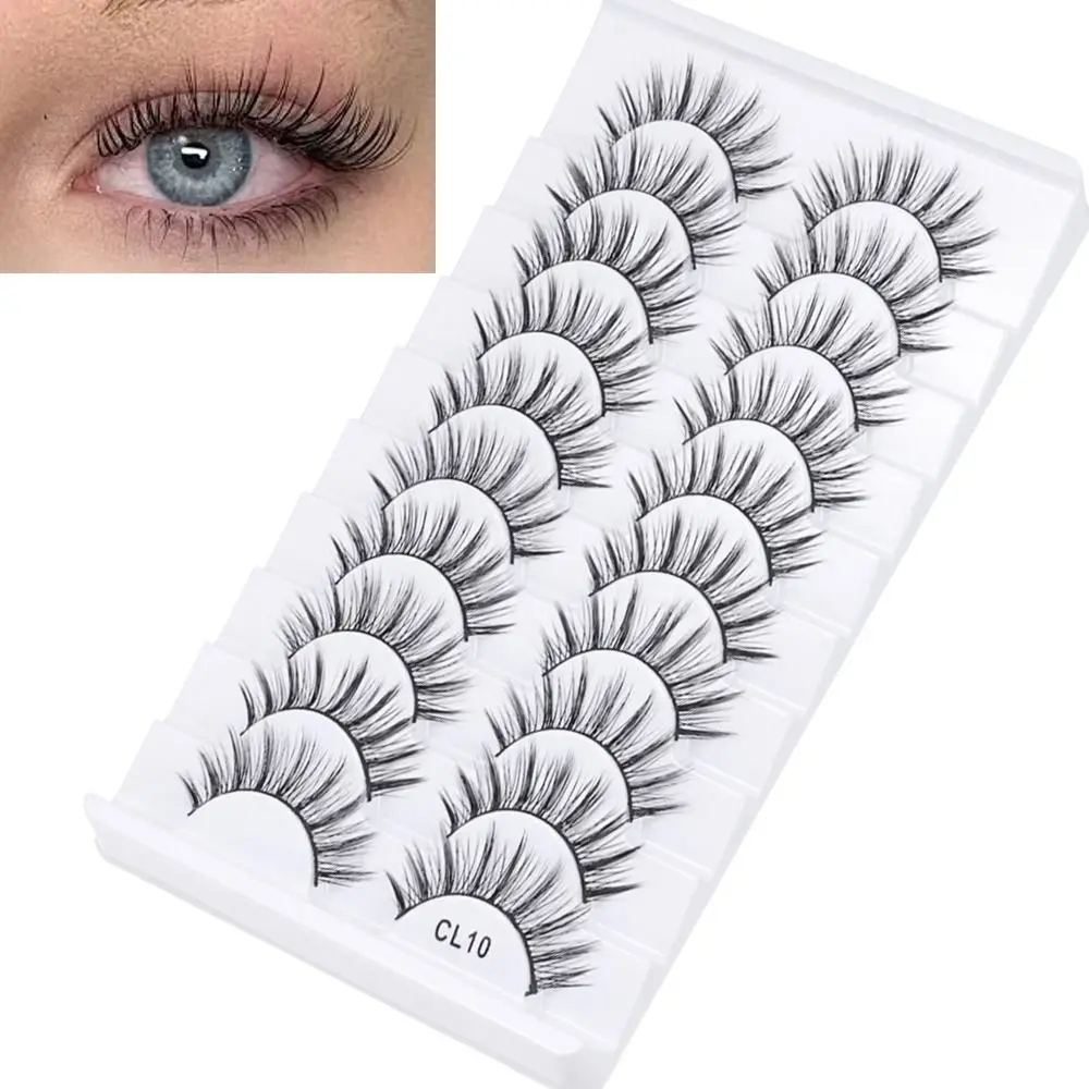 10 Paires de Faux Cils Entiers Naturels Longs, Sans Cruauté Animale, Faits à la Main, Outils de Maquillage des Yeux, Extensions de Cils