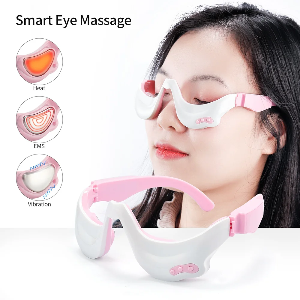 Eye Massager 3D Warm Hot Compress Eye Care Instrument Vibration EMS Micro-Current Pulse Eye Relax Device Remove Dark Circle