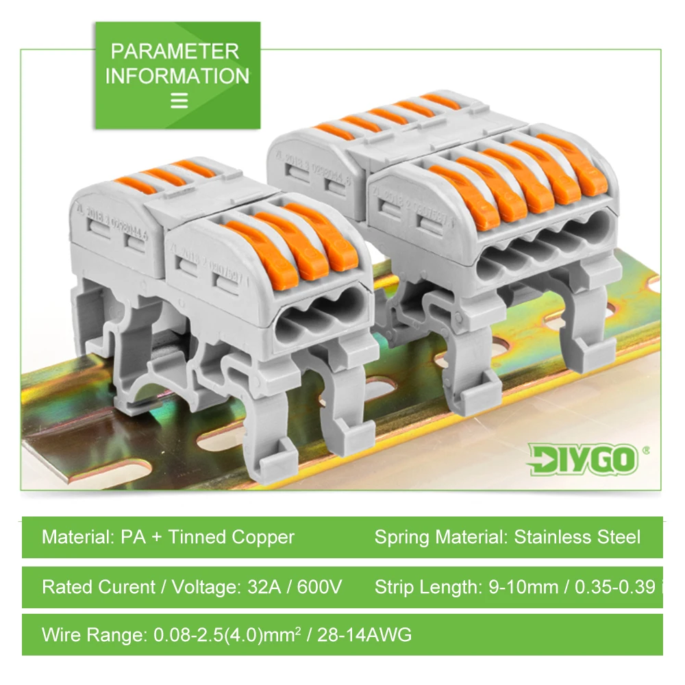 2213/2215 Din Rail Type Terminal Push-in Electrical Cable Compact Junction Box With Lever Butt Wire Connector,Instead of UK2.5