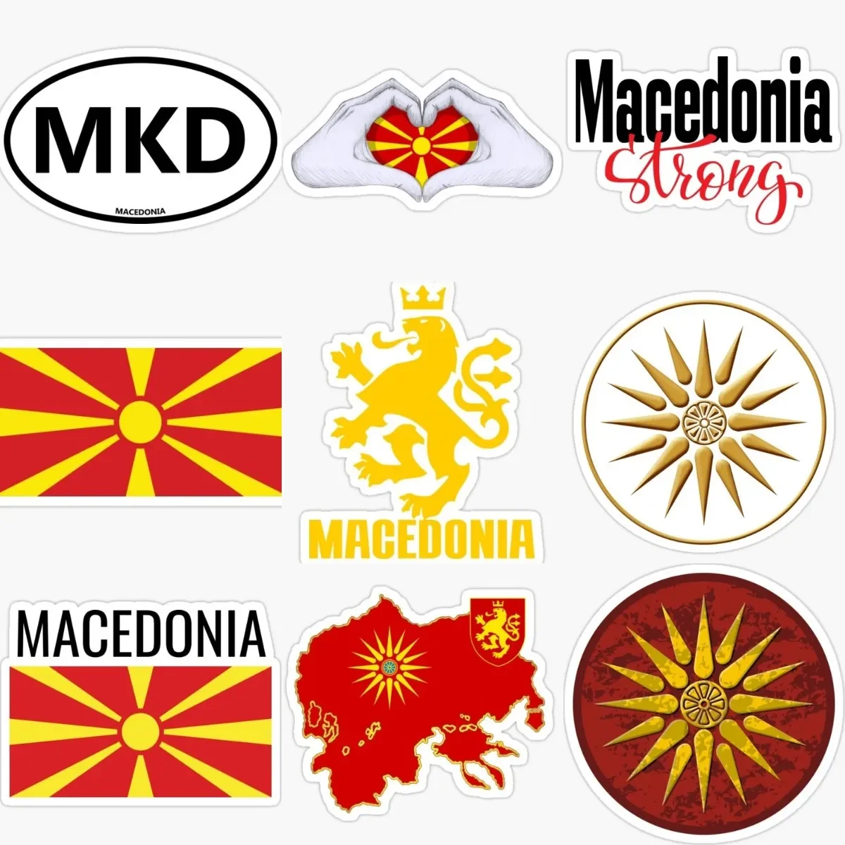 

MKD Macedonia Flag Sun Emblem Creative PVC Stickers for Covered Scratch Decorate Car Window Motorcycle Truck Window Laptop Wall