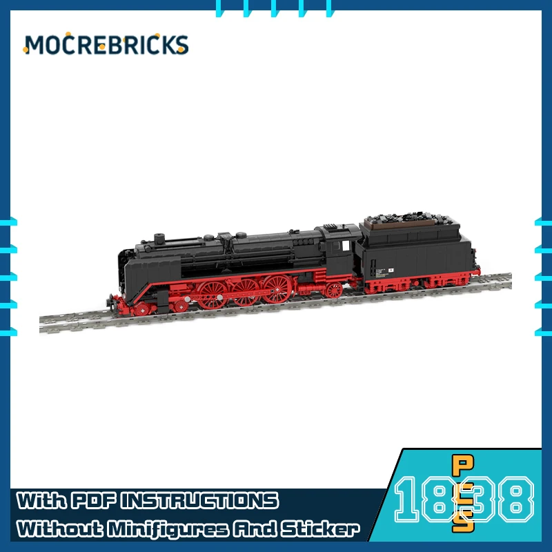 MOC Ferrovie tedesche Locomotiva a vapore del carrozza del treno Modello Building Block fai da te Tecnologia di assemblaggio Mattoni Giocattoli per regali
