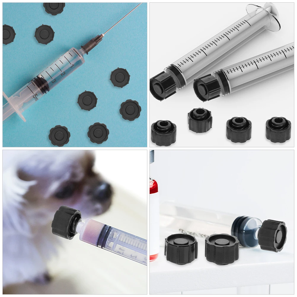 

25pcs Syringe Tip Plugs Black PP Material Reusable Dispensing Needle Cap Adapter For Syringe Bottles Laboratory Supplies Epoxy