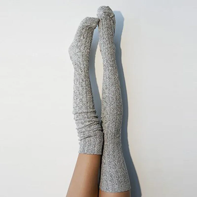 1 Pair Warm and Stylish Over the Knee Knit Socks for Women - Preppy Thermal Winter High Stocks with Thickened Material