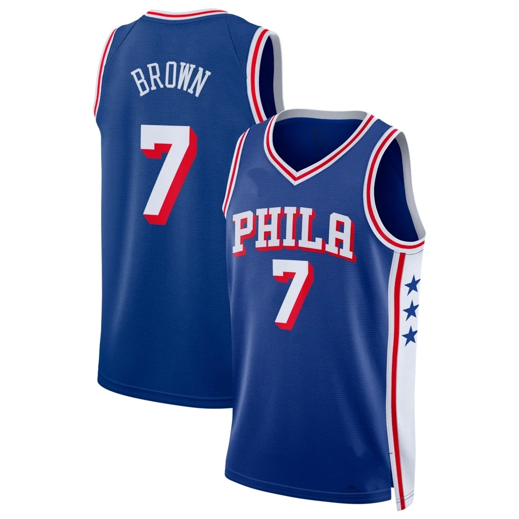 26-27 Herren Philadelphia James Fanatics Royal Fast Break Basketballtrikot Sommer Herren Damen Atmungsaktives Schnelltrocknendes Trikot – Detail 10