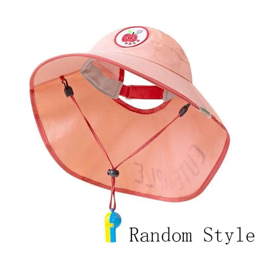 New Sun-Shade Fisherman Hat Children's Sun Protection Hat with Cape with Whistle Sun Hat Adjustable Camping Cap Large Brim Hat