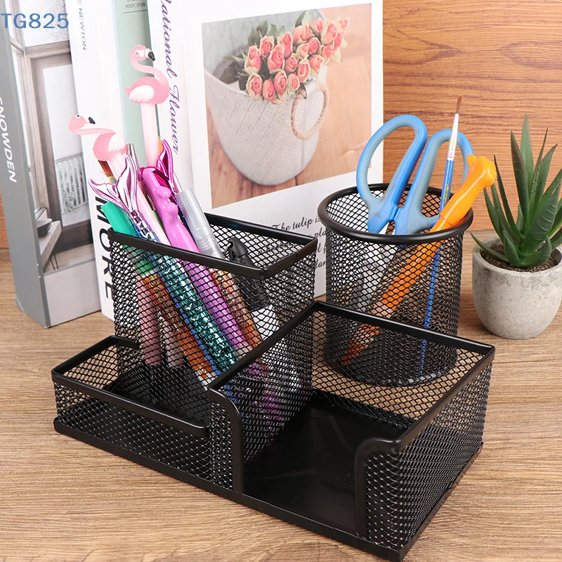 【SA】Desk Stationery Organizer Creative Metal Pen Holder Pencil File Storage Rack Storage Box Office Accessories Desktop Ornament