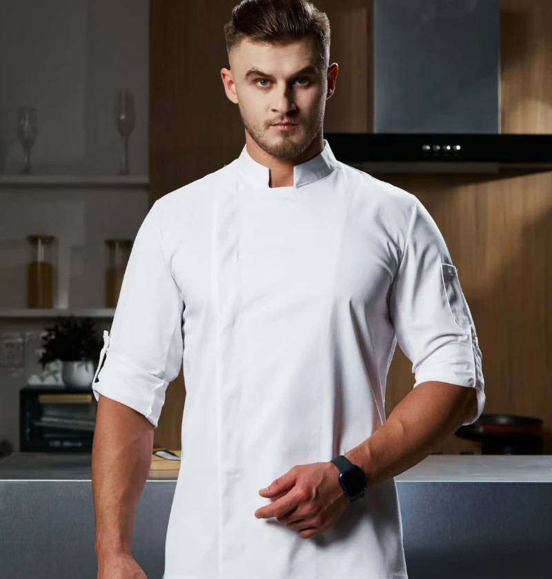 Veste de chef extensible à manches longues, uniforme de cuisine imperméable, vêtements de restaurant