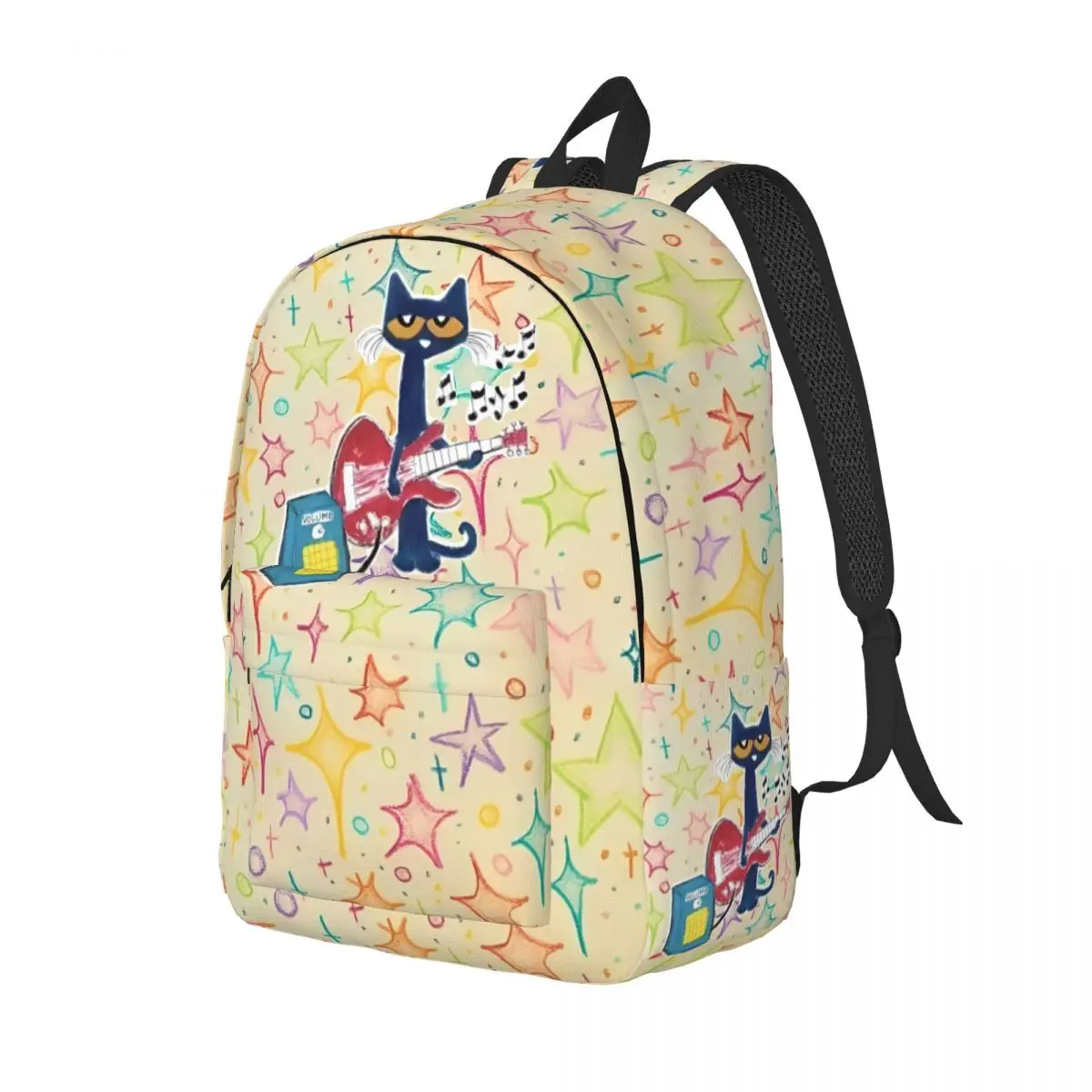 Pete The Cat I Love My White Shoes Casual Backpack Outdoor Student Work Cartoon Cats Daypack for Men Women College Shoulder Bag