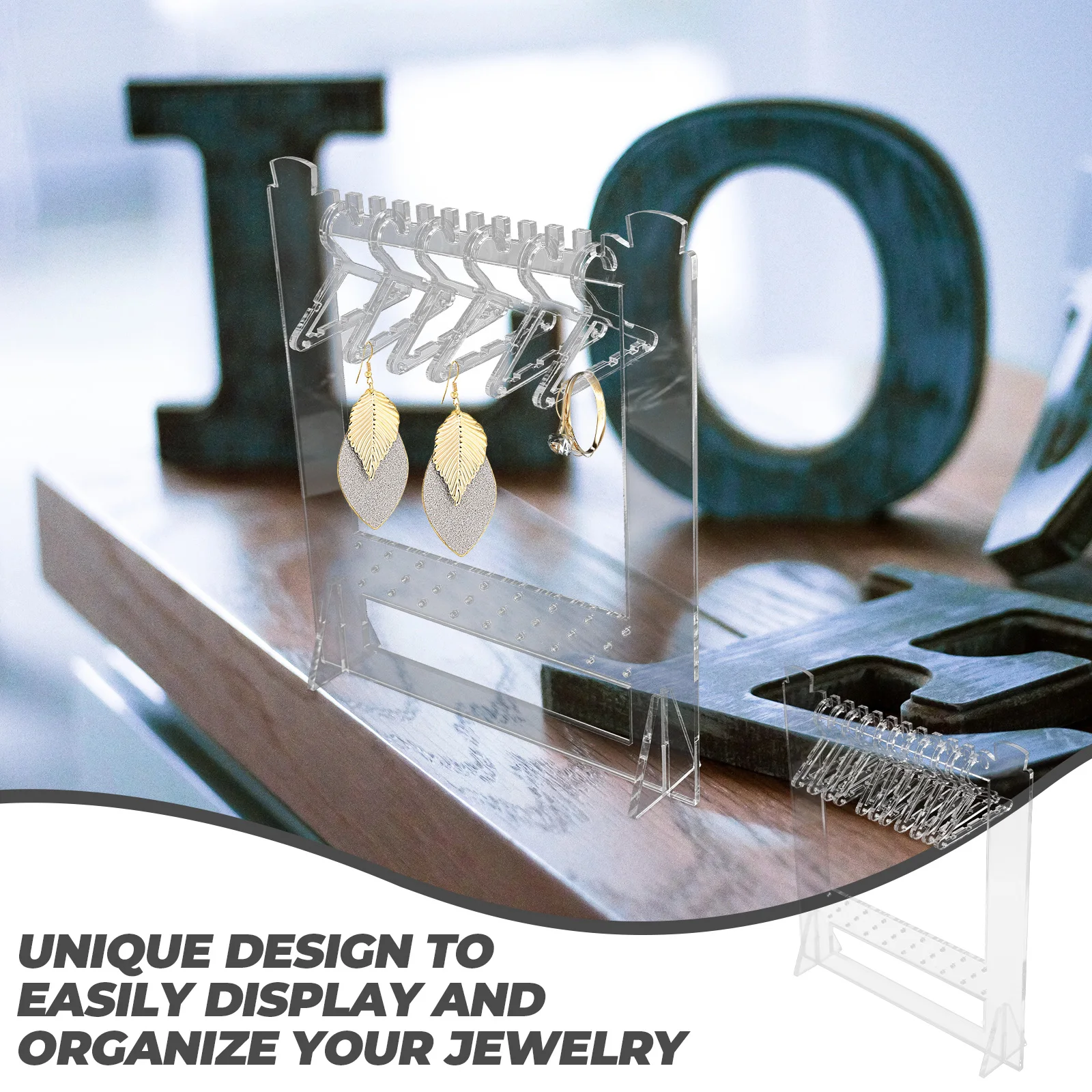 

Clothes Hanger Jewelry Storage Display Stand Rack Organizer Necklace Ring Stands Acrylic Holder