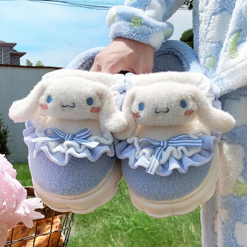 

Sanrio Hellokitty Cotton Shoes Kuromi Cinnamoroll Women Plushie Cartoon Indoor Plush Flat Shoes Slippers Shoes Plush Gift Y2K