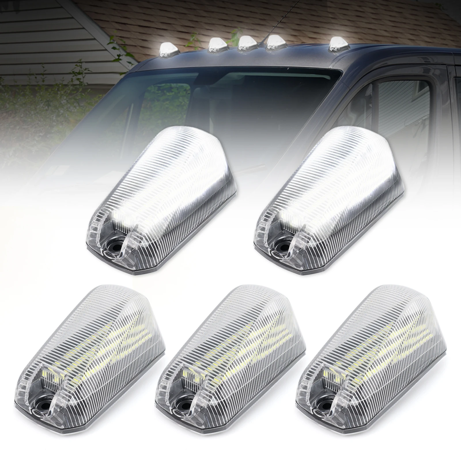 5pcs For Dodge Ram ProMaster 1500 2500 3500 (facelift) 2014–2024 12V LED Cab Roof Marker Light Assembly Signal Lamp Head Light