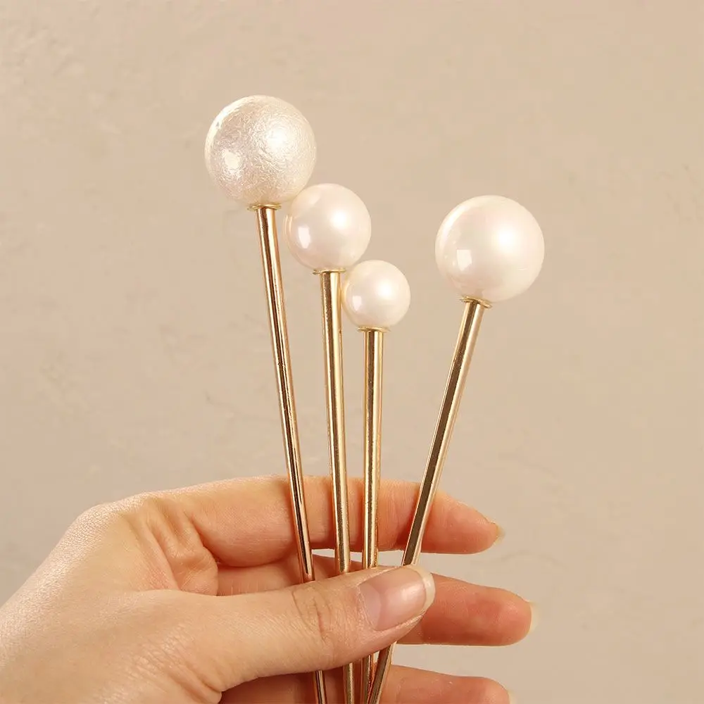 Korean U Shaped Pearl Hairpins Hair Clips for Women Elegant Style Metal Forks Womens Sweet Hair Hairpin Hair Bun Fixed Hair Clip
