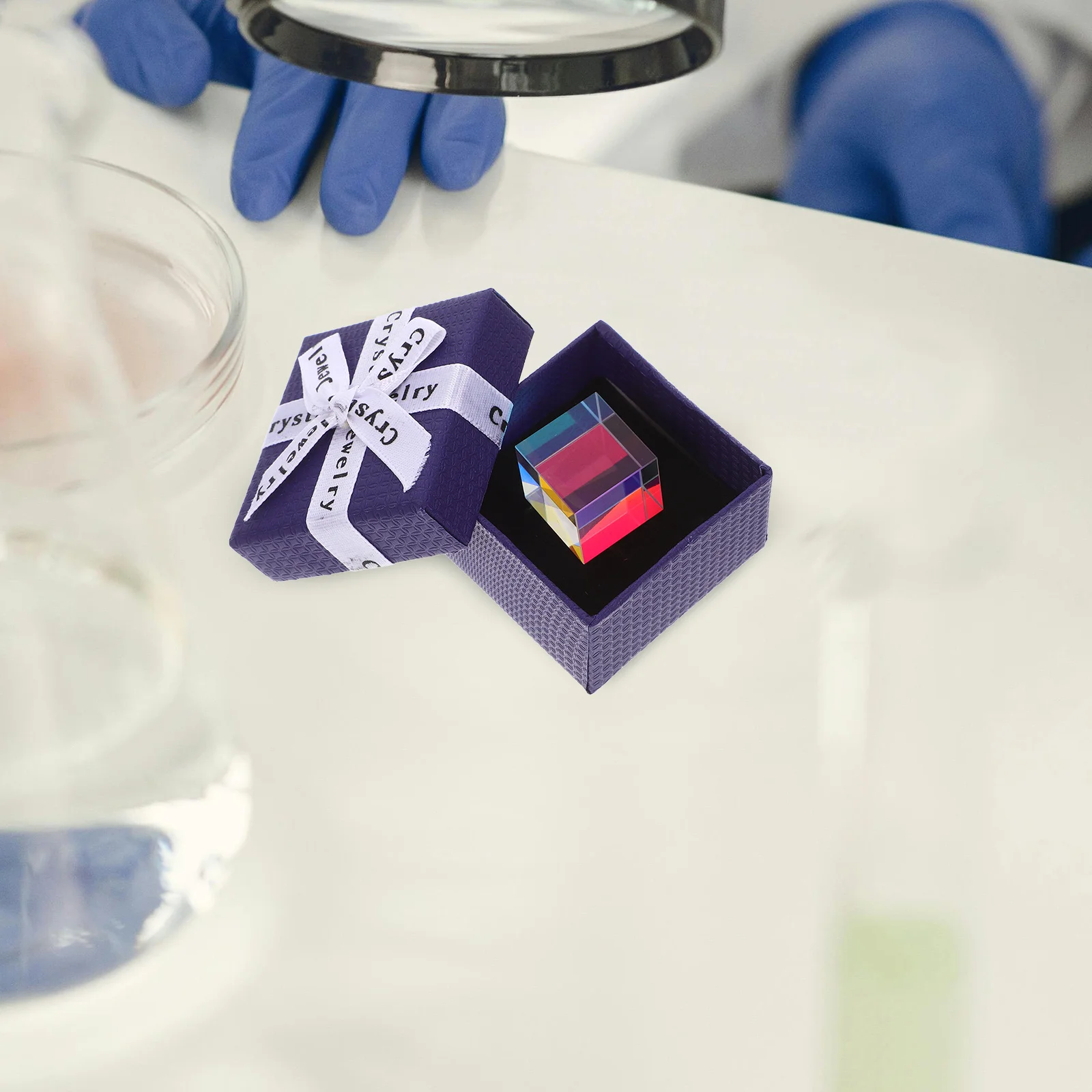 6 جوانب ملونة مكعب الزجاج البصري بريزم مشرق ضوء الإنكسار مكعب لتعليم العلوم تجارب الاطفال ديكور حديقة #4