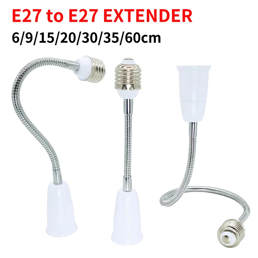 Flexible E27 to E27  LED Bulb Extension Lamp Holder 20CM 30CM 40CM 50CM 60CM Light Socket LED Lamp Base Converter Bulb Holder