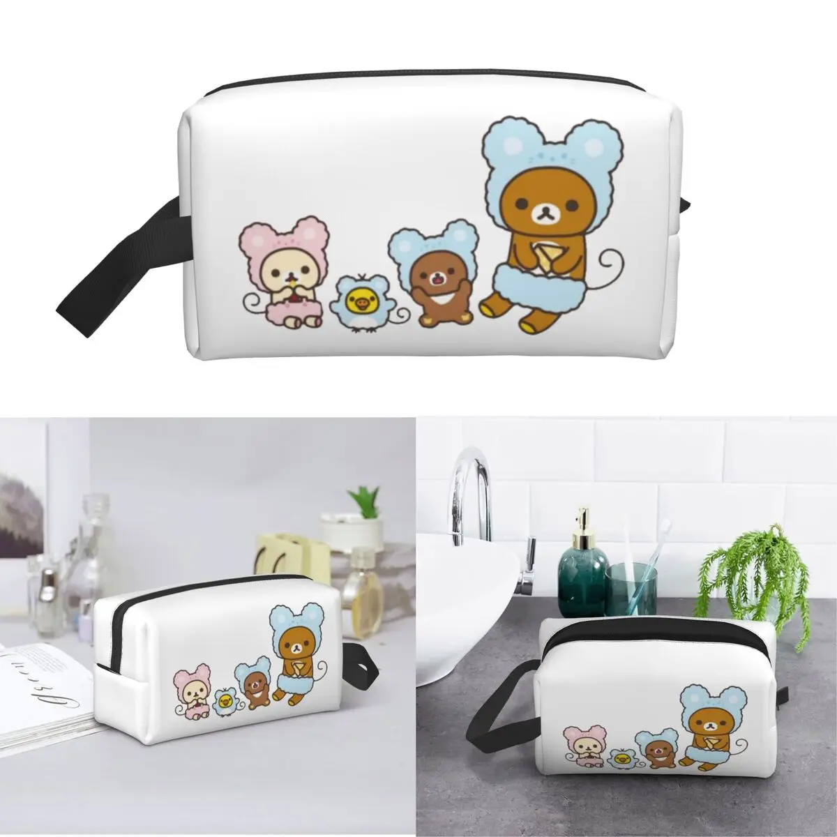 Rilakkuma Sakura Makeup Bag Cosmetic Organizer Storage Dopp Kit Toiletry Cosmetic Bag for Women Beauty Travel Pencil Case