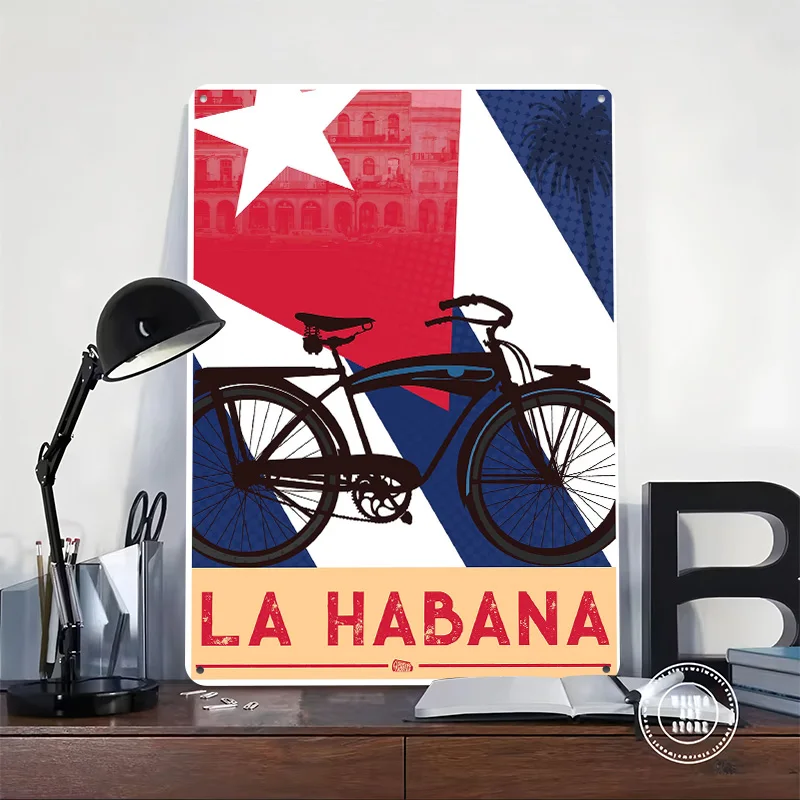 La Habana Old Cruiser Metal Poster Perfect Gift for Fans Lovers Customized Wall Art Metal Sign for Decor Room Garage Accessories