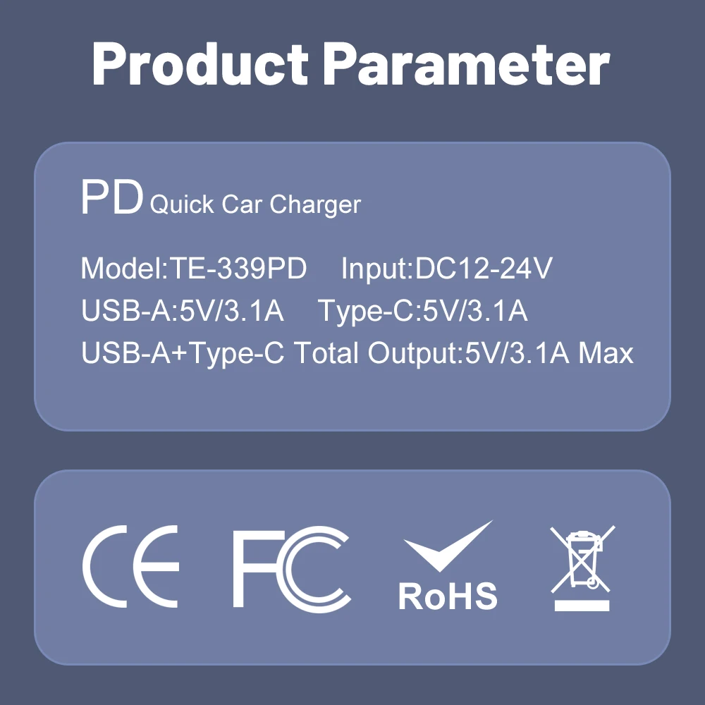 Mini 2 Port USB PD 3.1A Car Charger Fast Charging Type C Auto Chargers Adapter For iPhone For Samsung For Huawei For Xiaomi