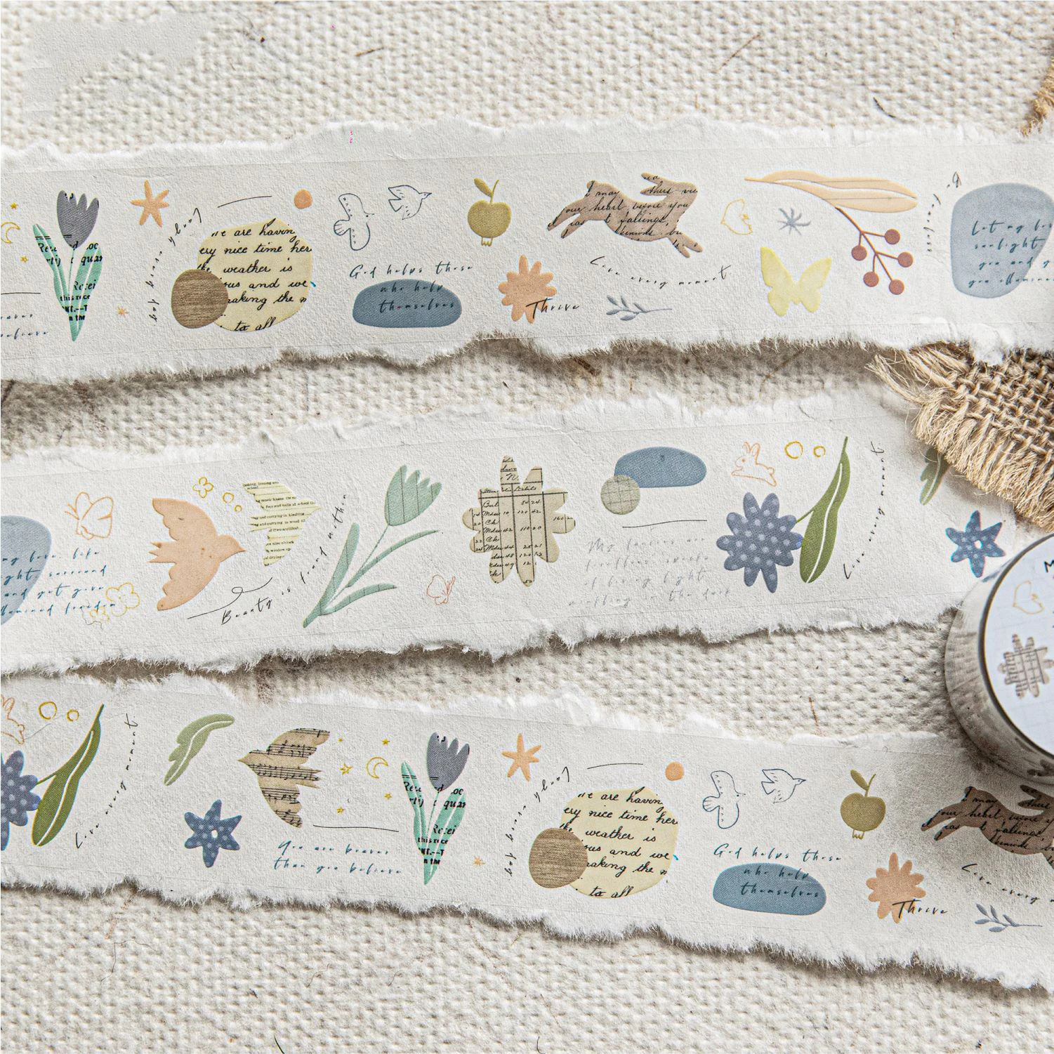 

Collage Language Series Vintage Plant Smudge Landscape PET Tape Creative DIY Journal Material Collage Stationery