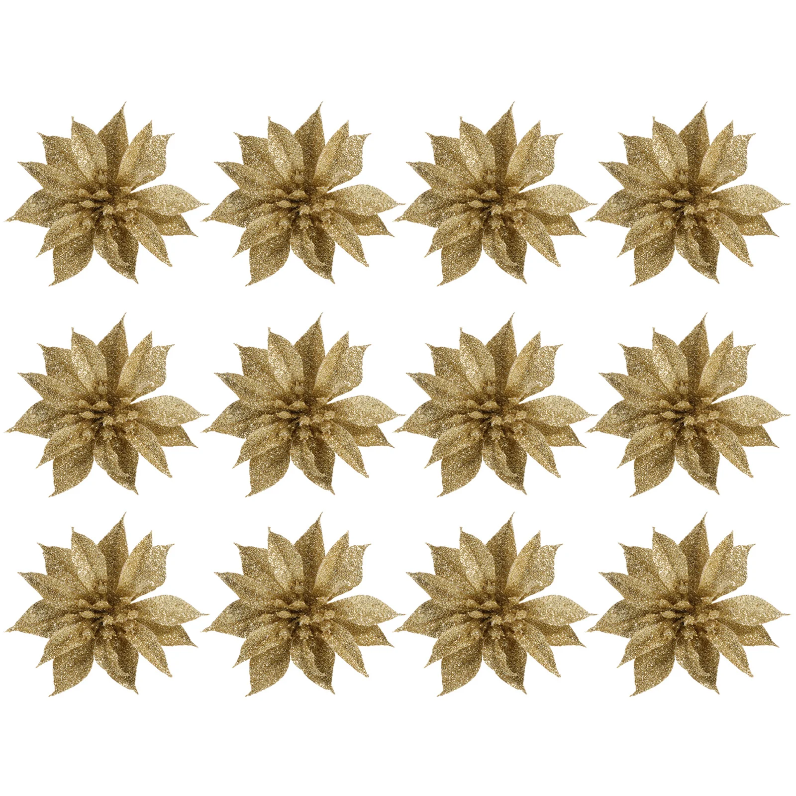 

12Pcs Christmas Tree Pendant Shiny Glitter Flower Hanging Decor for Wedding Party Xmas Supplies Flower Pendant