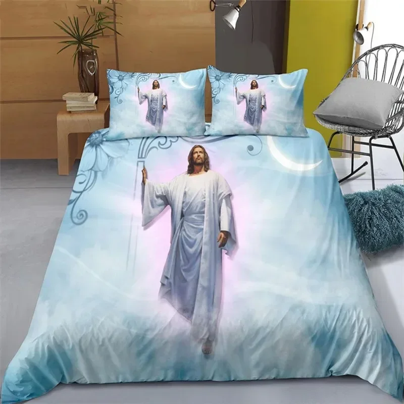 

3D Jesus Christ Microfiber Cross Comfortable Duvet Quilt Cover Pillowcase Bedding Set Children Bedroom Decoration Home Textile