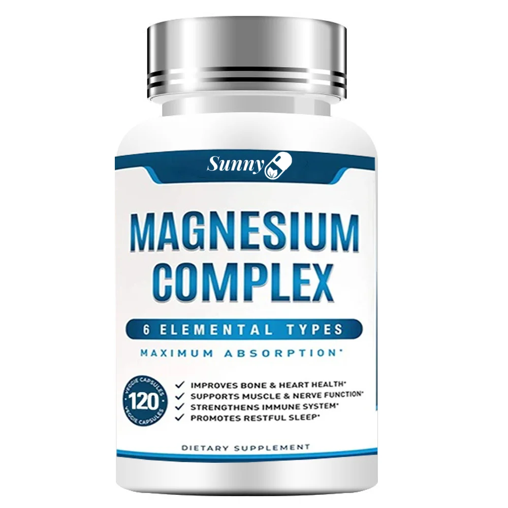 High Absorption Magnesium Complex Capsules - Dietary Supplement for Muscle, Bone, Nerve Health, Non-GMO - 120 Capsules