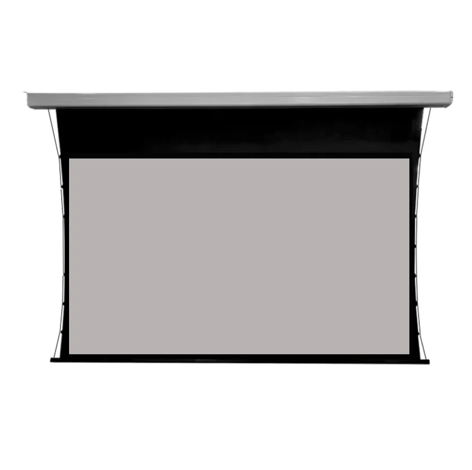 ALR 그레이 크리스탈 60-150인치 모터라이즈드 탭 텐션 프로젝터 스크린 고급형 사면 쉘 롱 스로우 프로젝터용 4K 3D