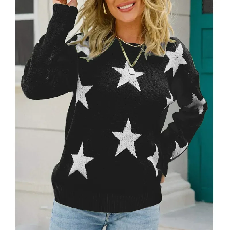 Women sweater Cute Star Pattern Woman Sweaters Winter Autumn Female Knitted Pullovers Street Wear Oversize knitwears jerseys