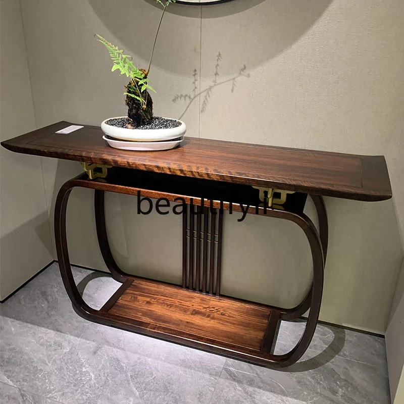 New Chinese-style entrance table Solid wood strip case Living room Entry ebony entrance table Simple entrance cabinet