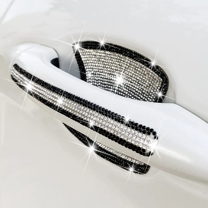 Crystal Rhinestone Car Door Bowl Handle Scratch Protection Sticker Self‑Adhesive Anti‑Scratch Decal Bling Diamond Decor for Car
