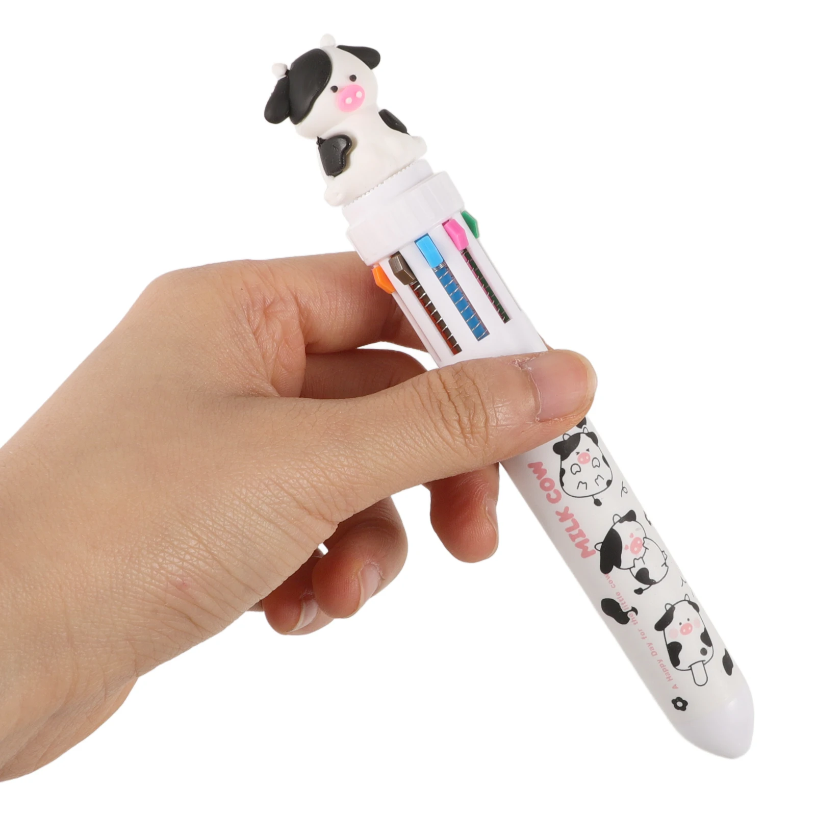 

8 Pcs Press-on Ballpoint Pen Ten Color Writing Animal Pens Cartoon Multicoloured Multicolor 's Plastic Cute Pressing