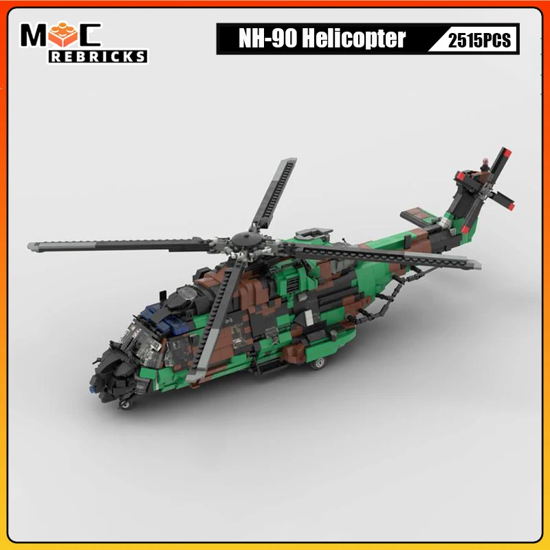 

MOC-155624 Military Technology Building Block Aircraft NH-90 Transport Helicopters Model Bricks Toy Collection Kit Kid XMAS Gift