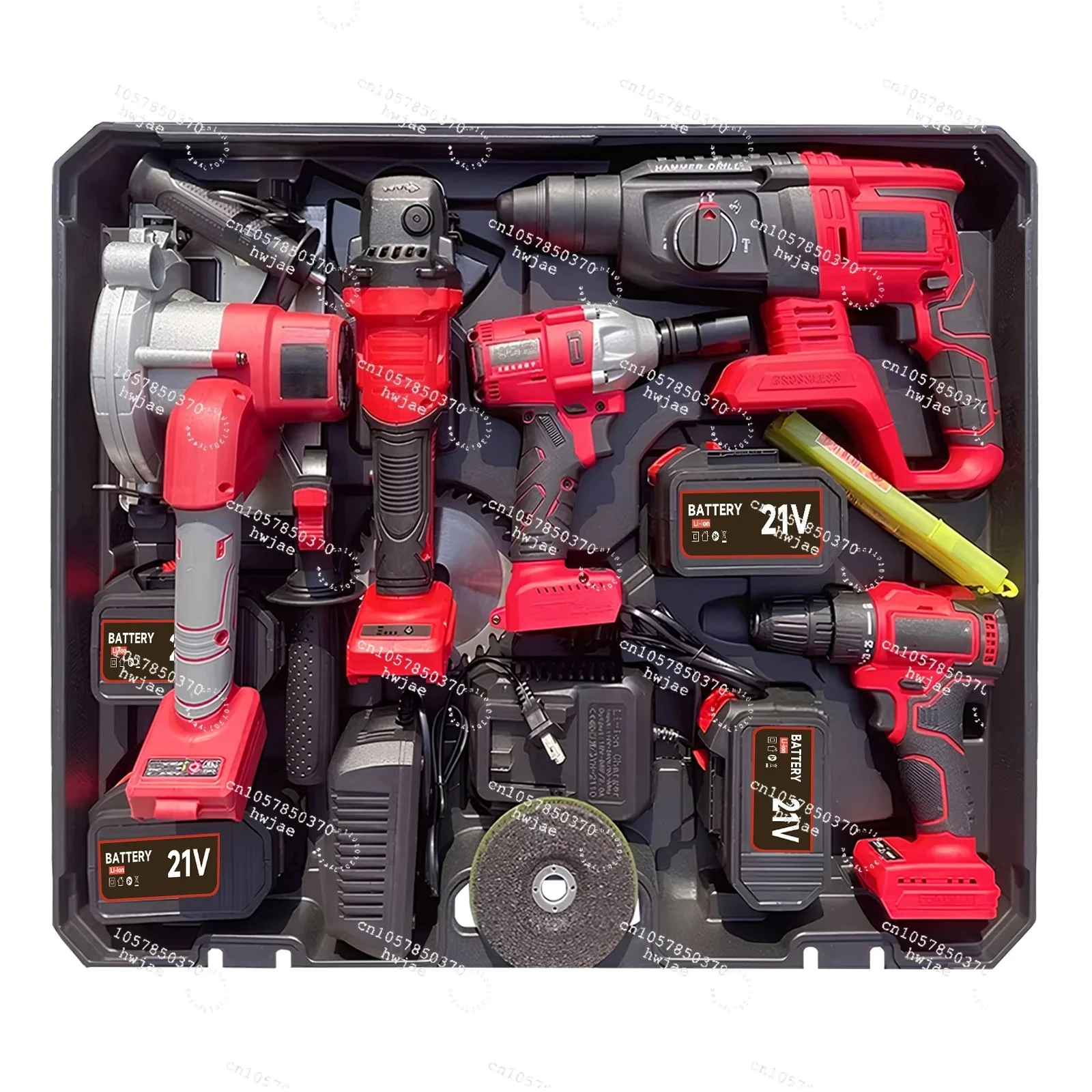 Professional  Lithium Brushless Motor Cordless Tool Set 5 Pcs Hammer Wrench Angle Grinder Drill Saw Electrical Equipment Power T