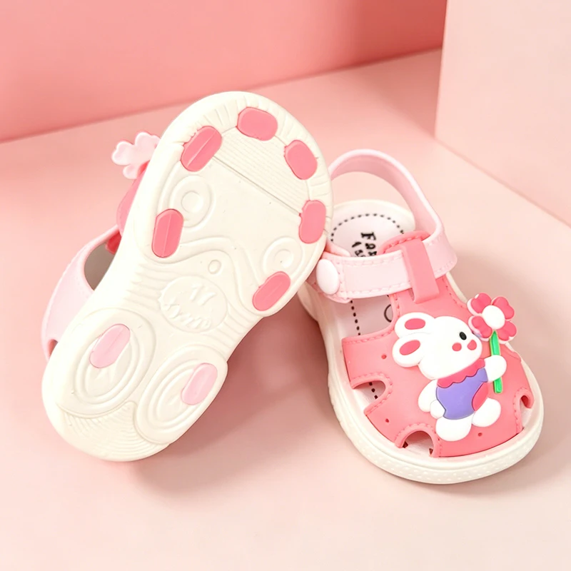 Cartoon-Sandalen mit geschlossener Zehenpartie für Kleinkinder, Kaninchen und Dinosaurier, rutschfeste, atmungsaktive Sommer-Outdoor-Freizeitschuhe – Detail 11