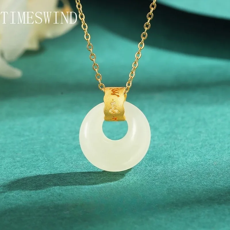 

TIMESWIND оригинальный натуральный белый нефрит с пряжкой S925 мантра женское ожерелье подарок модные украшения с сертификатом